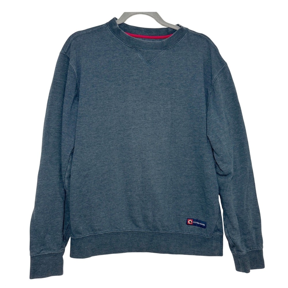 Southern Proper Mens Crewneck Sweatshirt Blue Heathered Preppy‎ Pullover Small